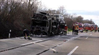 Brennender LKW auf der A6