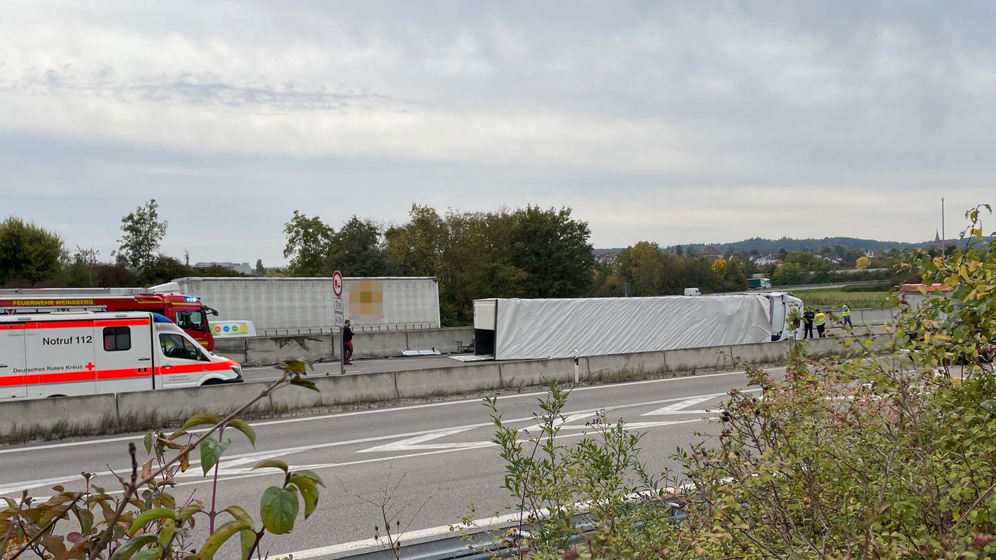 Unfall mit Lkw auf der A6 bei Weinsberg