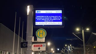 Stadtbahn-Anzeige Heilbronn am Streiktag