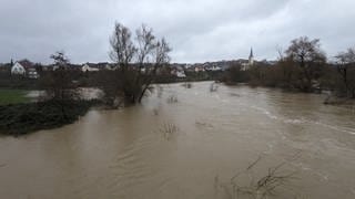 Hochwasser am Kocher in Hardthausen-Gochsen