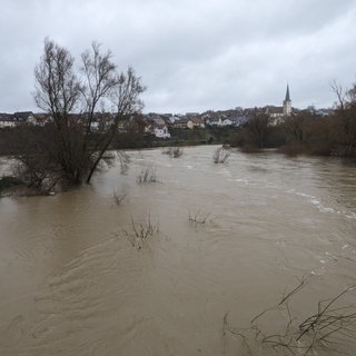 Hochwasser am Kocher in Hardthausen-Gochsen