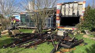 Ein Raum der Sauna im Hallenbad Öhringen ist komplett ausgebrannt