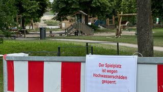 Spielplatz in Lauffen am Neckar gesperrt wegen Hochwasserschäden
