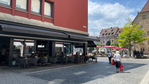 Die Heilbronner Innenstadt an einem ersten schönen Sommertage.