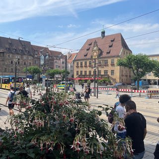 Der Marktplatz und das Rathaus in Heilbronn