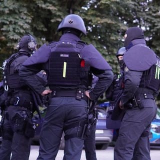 Einsatzkräfte des SEK der Polizei Heilbronn bei Festnahme