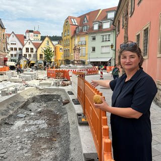 Bad Mergentheim Gänsmarkt Klimamaßnahmen Baustelle. Kathrin Herz, Stadtplanerin Bad Mergentheim 