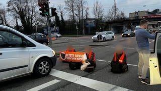 Klimaaktivisten der Letzten Generation in Heilbronn am Sülmer Tor