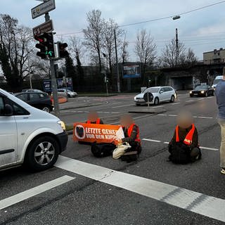 Klimaaktivisten der Letzten Generation in Heilbronn am Sülmer Tor