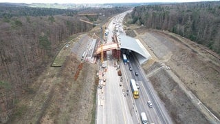 Baustelle auf der A8 bei Pforzheim