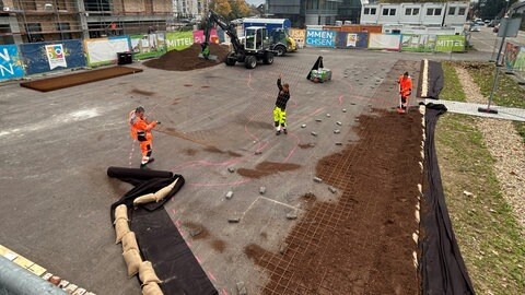 Die Baustelle des Klimawalds in der Neuen Mitte in Graben-Neudorf