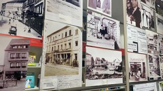 Bilder in Schwarz-Weiß und Sepia aus früheren Zeiten der Braunbarth Buchhandlung in Bruchsal