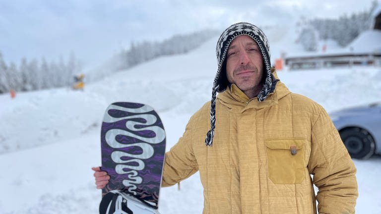 Snowboarder Steven Clastre am Seibelseckle