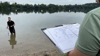 Der Grötzinger Baggersee wird gecheckt. 