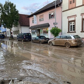 Schlamm auf den Straßen von Gondelsheim