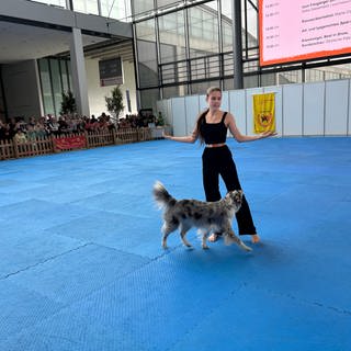 Carmen Winkler und ihre Hündin Reya haben sich beim Dog-Dancing-Wettbewerb in Karlsruhe für die Europameisterschaft im kommenden Jahr qualifiziert