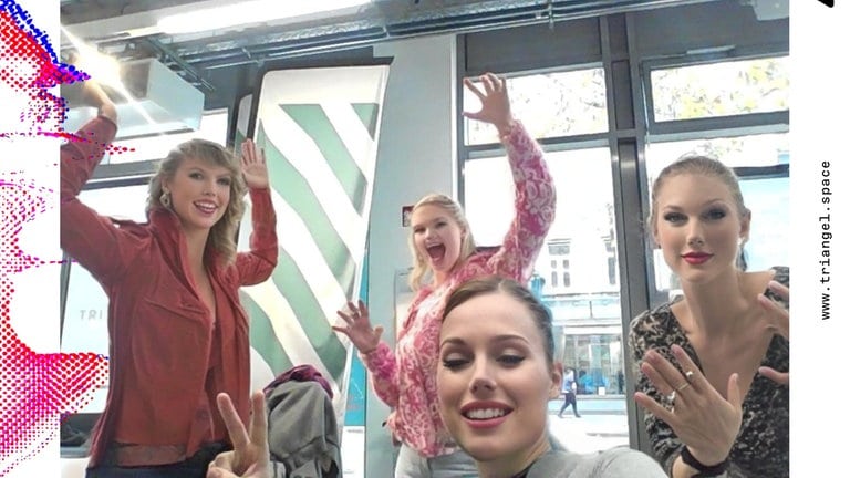 Die Gruppe mit dem Gesicht von Taylor Swift.