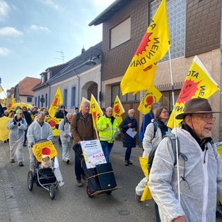 In Philippsburg demonstrieren Atomkraftgegner 