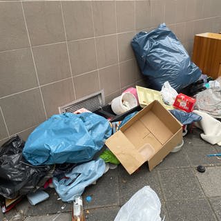 Müll in den Straßen von Mannheim