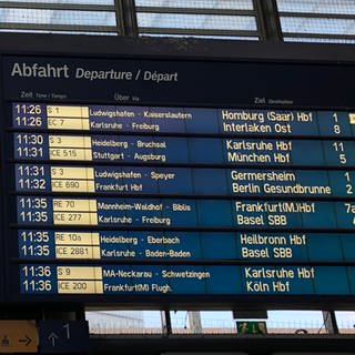 Abfahrtstafel Mannheim Hauptbahnhof