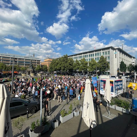Teilnehmer der AfD-Veranstaltung auf dem Mannheimer Paradeplatz
