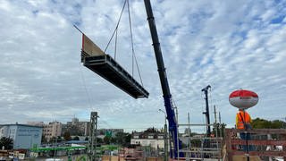 Die BBC-Brücke in Mannheim muss neu gebaut werden. Hierfür wird zunächst eine Behelfsbrücke aufgebaut.