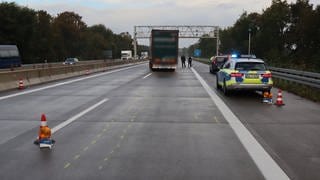 Unfall mit Lkw auf der A5 bei Heddesheim