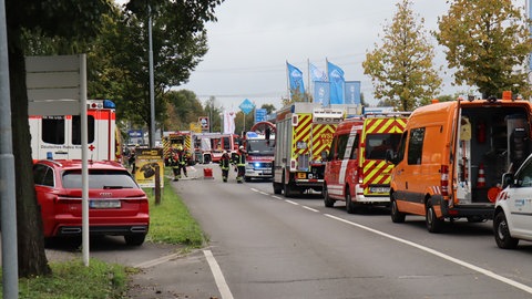 Eiinsatzfahrzeuge sind wegen eines Gasalarms in Wiesloch ausgerückt