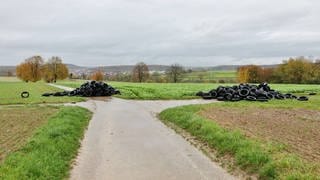 Etwa 400 Autoreifen sind am Wochenende auf dem Feld bei Waiblingen gefunden worden. 