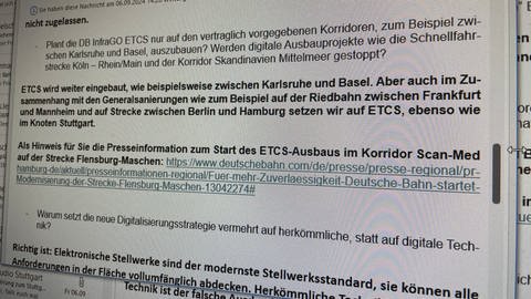 Auf das Dementi der Bahn bat der SWR um konkretisierung. 