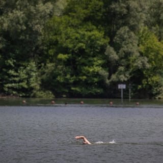 Ein Mann schwimmt bei Sonnenschein im Badesee Plüderhausen (Rems-Murr-Kreis). In diesem Jahr gab es wieder mehr Badetote in Baden-Württemberg.