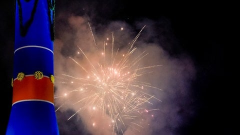 Das Bild zeigt Feuerwerk am Stuttgarter Nachthimmel (Bild aus dem Jahr 2023).