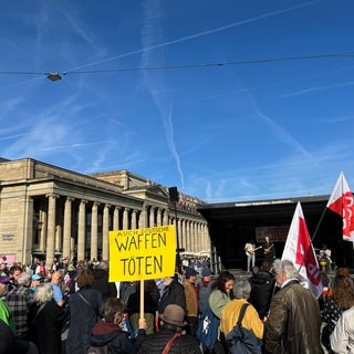 Rund 500 Menschen sind bei der Demo gegen Rechts im Oktober in Stuttgart auf dem Schlossplatz. 