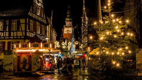 Der Weihnachtsmarkt in Kirchheim (Kreis Esslingen).