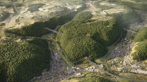 Visualisierung des geplanten Albaufstiegs der A8