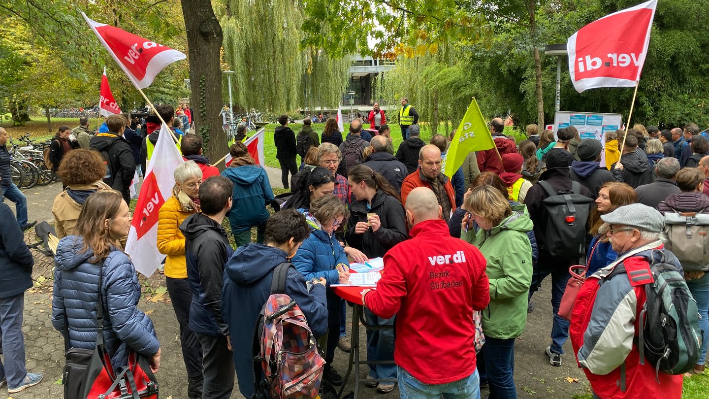 Protestaktion von Ver.di in Freiburg