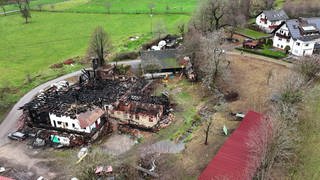 Luftaufnahme Brandruine