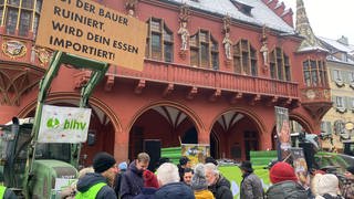 Protest auf dem Münsterplatz: Landwirte und Politiker treffen hier am Freitag aufeinander.
