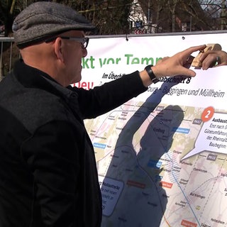 Protestaktion gegen neue Gleise für schnelle ICE in Schallstadt bei Freiburg.