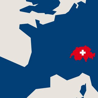 Landkarte von Europa und der besonders gekennzeichneten Schweiz