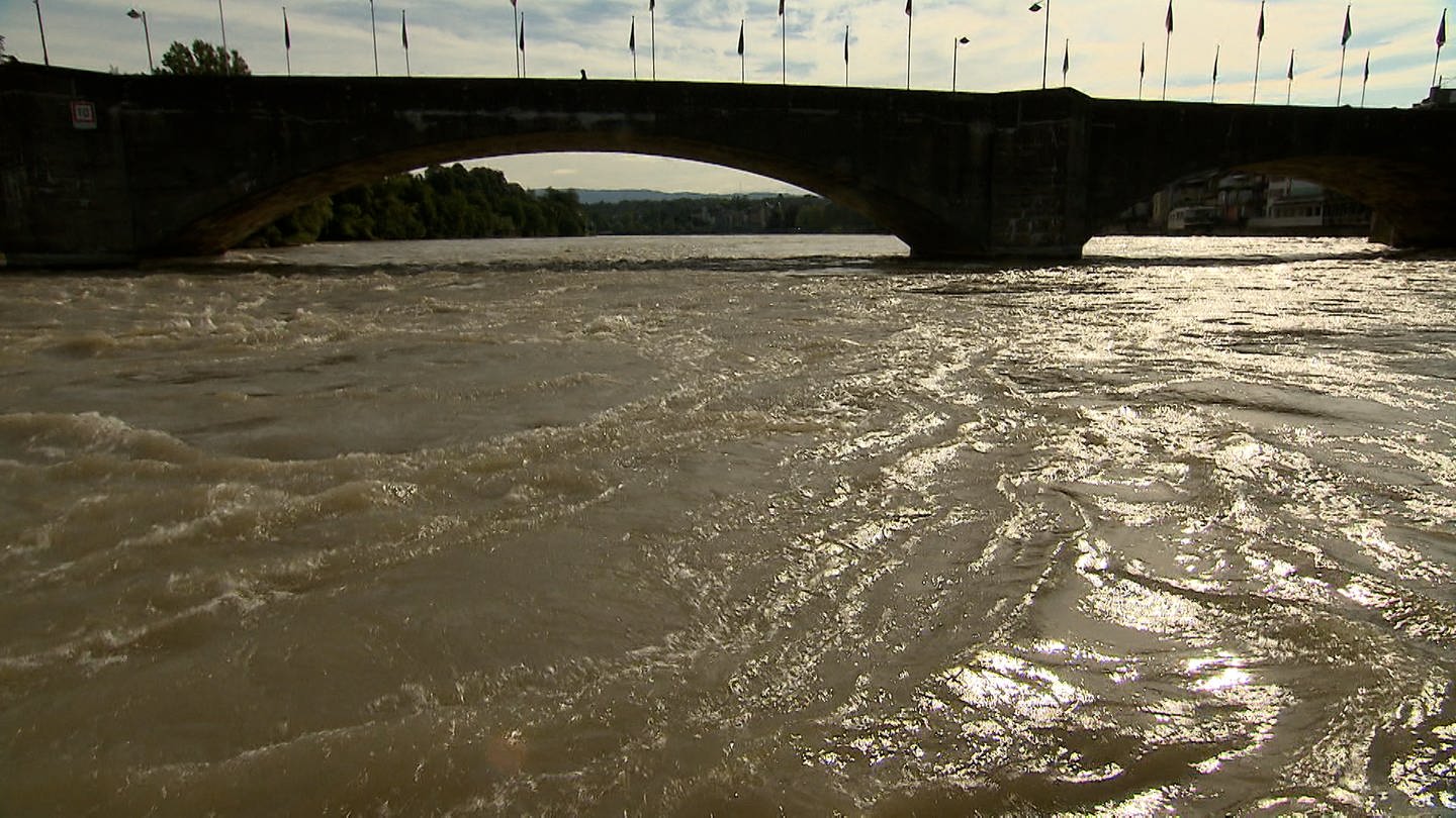 Noch schreckt das trübe Wasser viele Menschen ab. Und das ist auch gut so, denn die Strömung ist hoch und unberechenbar. Rheinschwimmen ist aktuell noch zu gefährlich.