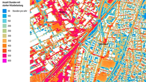 KI berechnet Temperatur von Freiburger Stadtteilen Brühl und Zähringen