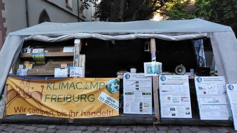 Das Klimacamp in Freiburg kurz vor dem Abbau.