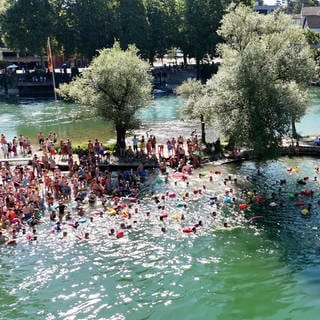 In Rheinfelden (Kreis Lörrach) fand am Sonntag die Aktion Rheinschwimmen statt.