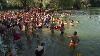 In Rheinfelden (Kreis Lörrach) fand am Sonntag die Aktion Rheinschwimmen statt.