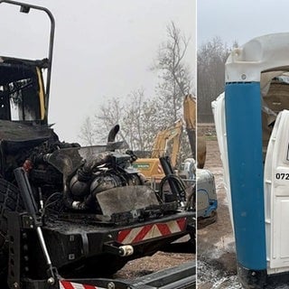 Ein Baustellenfahrzeug und eine Baustellentoilette wurden bei den Brandstiftungen am Wochenende auf der Baustelle des neuen Freiburger Stadtteils Dietenbach stark beschädigt. Der Gesamtschaden liegt der Stadt Freiburg zufolge im hohen sechsstelligen Bereich. 