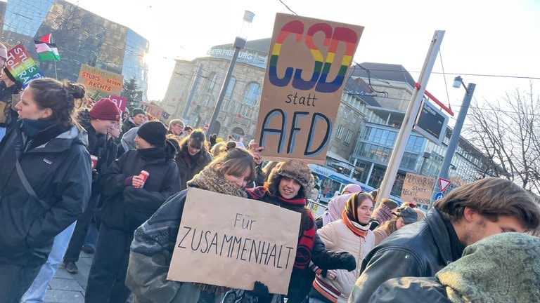 Mit vielen selbstgemalten Plakaten sind die Demostrierenden durch die Freiburger Innenstadt gezogen.