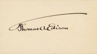 Die Unterschrift des Erfinders der Glühbirne, Thomas A. Edison.