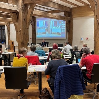 Mitglieder des Tübinger Gemeinderats im Sitzungssaal.