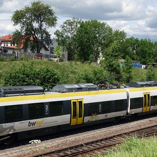 Zug fährt auf der Gäubahn-Strecke